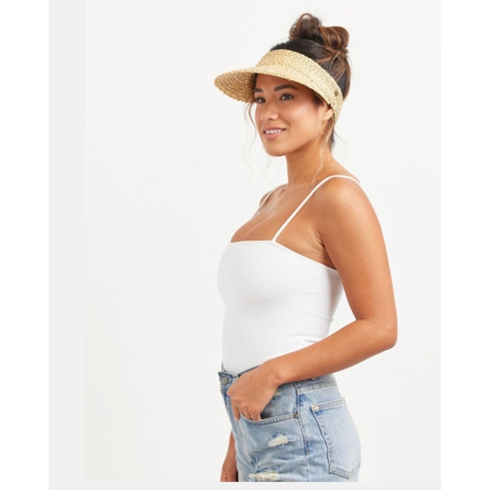 HEMLOCK Hat  Company Capri‎ Honeycomb Straw Linen Visor Tan Neutral NWT
NWT